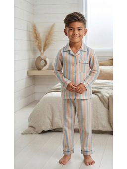 SEPHANI - Boys Multi-Color Stripes Printed Shirt and Pyjama