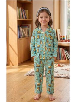 SEPHANI - Girls Green Printed Shirt and Pyjama