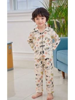 SEPHANI - Boys Cream Printed Shirt and Pyjama