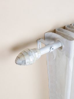 The Decor Mart - 48"-88" Tusky Mop Finial Extendable Curtain Rod White 19Mm (Hardware Included)