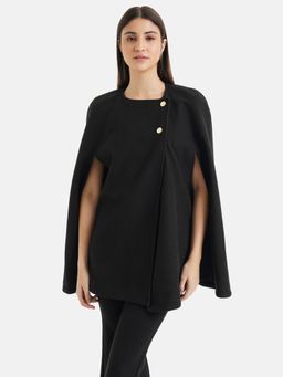 Kazo - Flared Cape with Button Detail Jacket