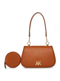 Anne Klein - Brown Textured Shoulder Bag with Pouch & Detachable Strap