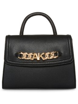 Anne Klein - Black Pebble Satchel Bag with Detachable Strap