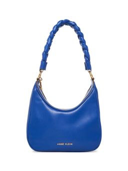 Anne Klein - Blue Smooth Solid Shoulder Bag with Detachable Strap