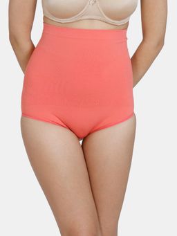 Zivame - Medium Control Highwaist 12 Hour Seamless Shaper Brief - Coral - Orange
