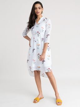 Pink Fort - High Low Floral Dress White