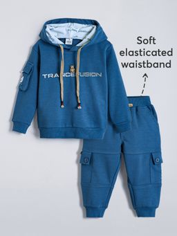 Hopscotch - Blue Solid Hoodie and Joggers