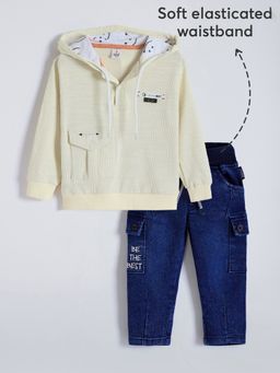 Hopscotch - Yellow Solid Hoodie and Jeans