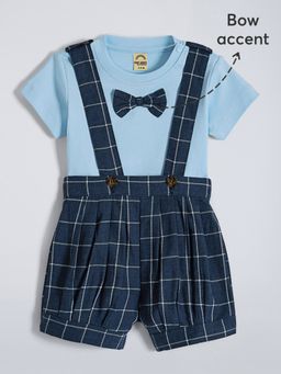 Hopscotch - Blue Checks T-shirt and Dungaree