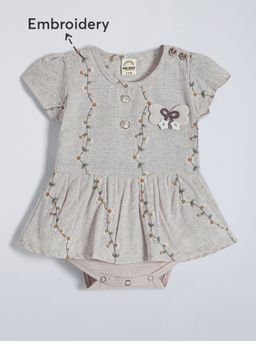Hopscotch - Grey Printed Dress and Bloomer