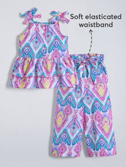 Hopscotch - Grey Printed Kurta and Palazzo