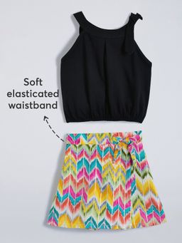 Hopscotch - Brown Printed Top and Skirt