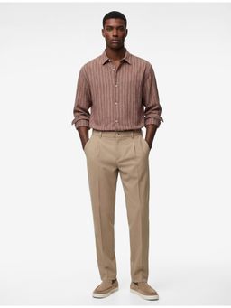 Koton - Mens Pleated Classic Trouser - Beige