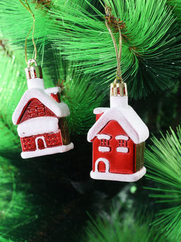 Tayhaa - Red Snowy Holiday Home Ornaments (Pack Of 8)