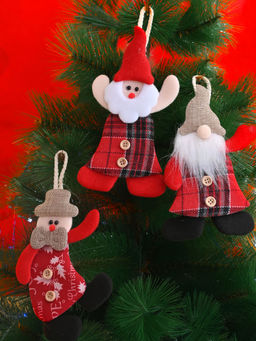 Tayhaa - Whimsical Felt Santa Decor Ornament (Pack Of 3)