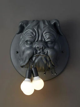 Smokey Cocktail - Black Hash Dog Wall Sculpture Light