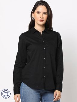 GAP - Women Black Collar Neck Full Sleeves Shirt