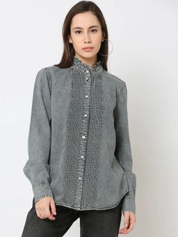 GAP - Women Grey High Neck Full Sleeves Shirt
