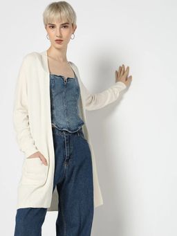 GAP - Women White Full Sleeve Longline Cardigan