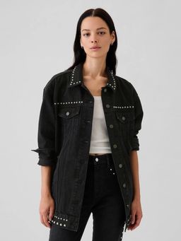 GAP - Women Embellished Denim Full Sleeves Spread Collar Jacket
