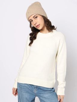 GAP - Women White Crew Neck Full Sleeve Pullovers Sweater