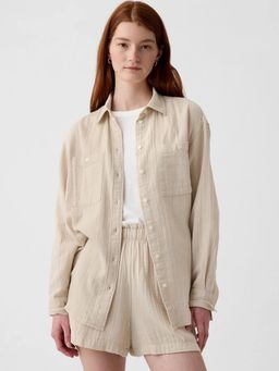 GAP - Women Beige Collar Neck Full Sleeves Shirt