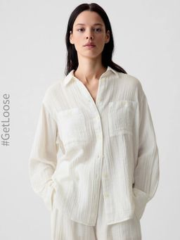 GAP - Women Off White Collar Neck Full Sleeves Shirt