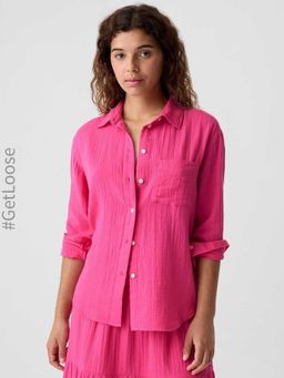 GAP - Women Pink Collar Neck Full Sleeves Shirt