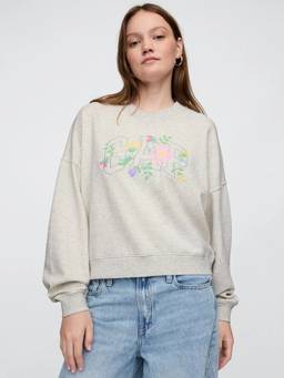 GAP - Women Grey Embroidered V Neck Full Sleeves Sweatshirt