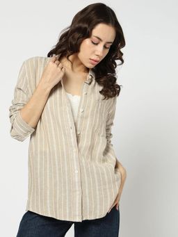 GAP - Women Beige Collar Neck Full Sleeves Shirt
