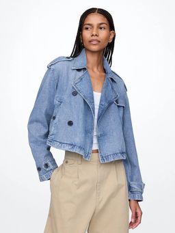 GAP - Women Full Sleeves Notch Collar Denim Jacket