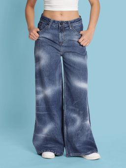 Bene Kleed - Women Wide Leg Dark Shade Blue Jeans