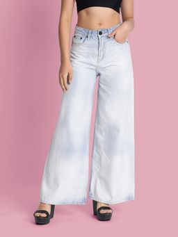 Bene Kleed - Women Washed Wide-Leg Blue Jeans