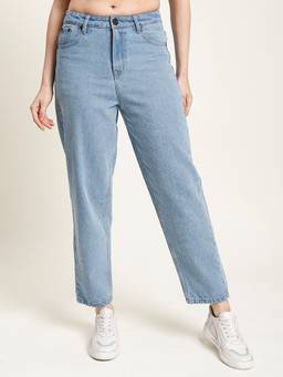 Bene Kleed - Women Solid Carrot Fit Blue Jeans