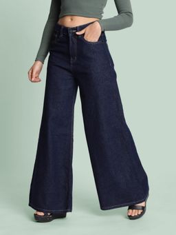 Bene Kleed - Women Super Wide Leg Navy Blue Jeans
