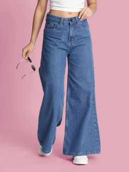Bene Kleed - Women Super Wide Leg Blue Jeans