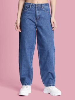 Bene Kleed - Women Barrel Fit Blue Jeans