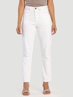 Bene Kleed - Women Ecru Regular 5 Pocket Fit White Jeans
