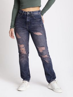 Bene Kleed - Women Tinted Distressed Purple Jeans