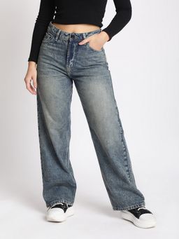 Bene Kleed - Women Dark Shade Tinted Relaxed Fit Blue Jeans