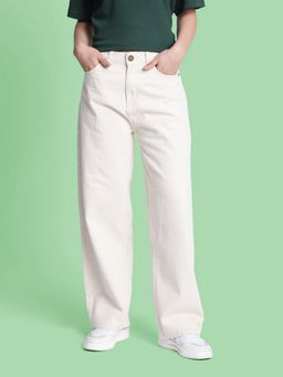 Bene Kleed - Women Ecru Baggy Fit Cream Jeans