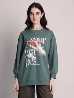 Bene Kleed - Women Green Graphic Printed Sweatshirt