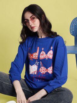 Bene Kleed - Women Blue Graphic Print Sweatshirt