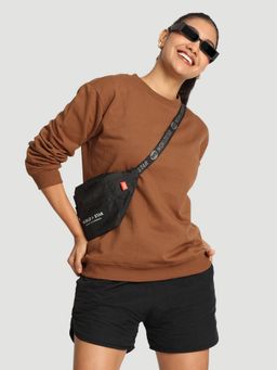 Bene Kleed - Women Brown Relaxed Fit Brown Pullover Sweatshirt