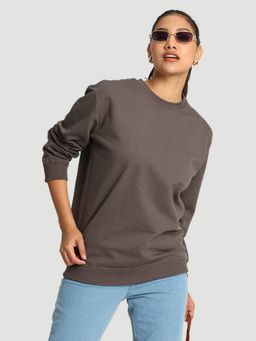 Bene Kleed - Women Grey Relaxed Fit Grey Pullover Sweatshirt