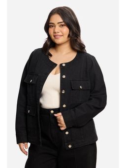 Virgio - Solid Cotton Denim Long Sleeves Mandarin Collar Jackets