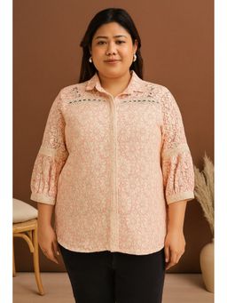 CURVES BY TULSATTVA - Cotton Schiffler Pink Shirt
