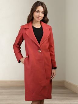 CHKOKKO - Women Pink Stylish Single Breasted Notched Lapel Overcoat