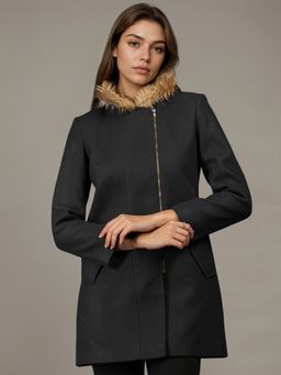 CHKOKKO - Women Black Stylish Long Coat