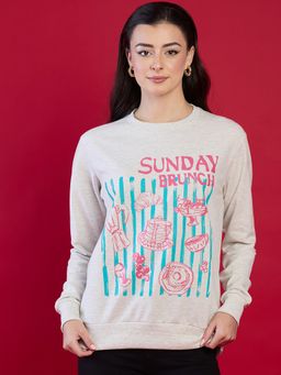 Uptownie - Women Grey Printed Sweatshirt